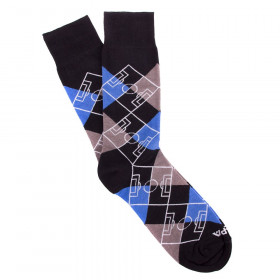 Argyle Pitch / Negro - Gris - Azul - Blanco