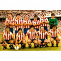 Equipo rojiblanco con la camiseta del Atlético de Madrid 1985-86