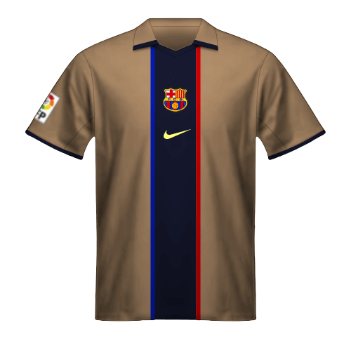 Camiseta FC Barcelona 2001/02 segunda equipación dorada