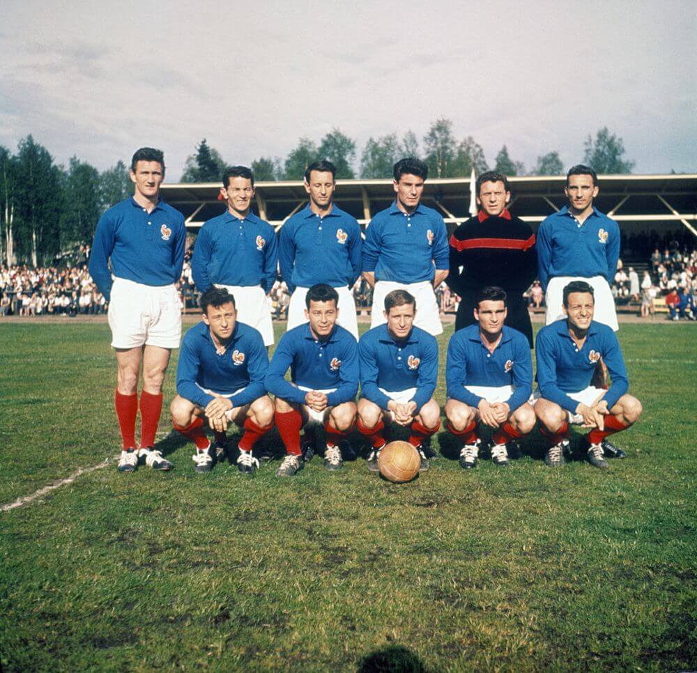 Equipo de Francia de 1958 con camiseta de fútbol Francia 1958