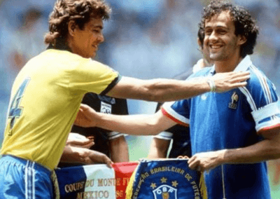 Platini y Edinho partido  Francia Brasil  Mundial 86